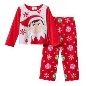 Girls The Elf On The Shelf Christmas Pajamas 4 Red White Fleece Shirt & Pants